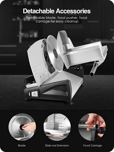 Meat Slicer 200W Electric Deli Food Slicer with 2 Removable 7.5" Stainless Steel Blade