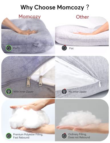 Momcozy Pregnancy Pillows for Sleeping, U Shaped Full Body Maternity Pillow with Removable Cover