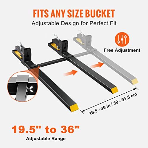 VEVOR 60" 4000 lbs Heavy Duty Pallet Forks with Adjustable Stabilizer Bar