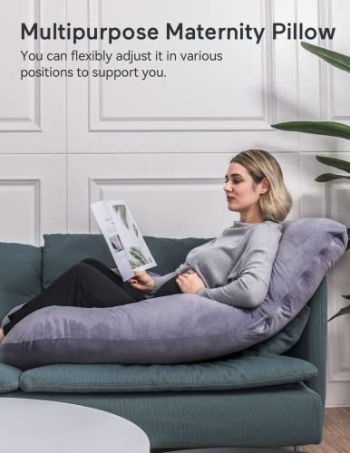 Momcozy Pregnancy Pillows for Sleeping, U Shaped Full Body Maternity Pillow with Removable Cover
