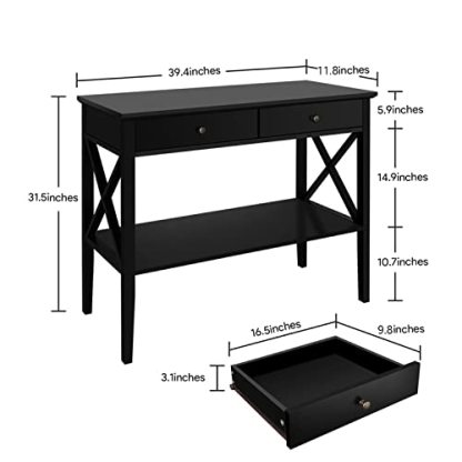 ChooChoo Console Table with Drawers, Narrow Wood Accent Sofa Table Entryway Table