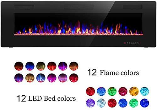 R.W.FLAME 60" Recessed and Wall Mounted Electric Fireplace, Remote Control with Timer