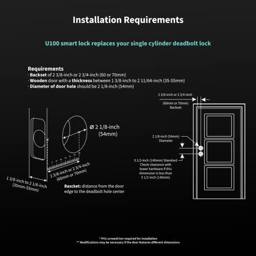 Aqara Smart Lock U100, Fingerprint Keyless Entry Door Lock with Apple Home Key