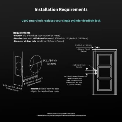 Aqara Smart Lock U100, Fingerprint Keyless Entry Door Lock with Apple Home Key