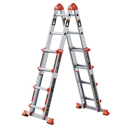 LANBITOU Ladder, A Frame 4 Step Ladder Extension, 14 FT Anti-Slip Multi Position Ladder