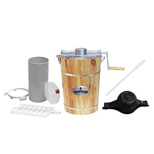 Elite Gourmet 6 Quart Vintage Wood Bucket Electric Ice Cream Maker Machine