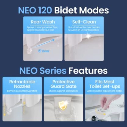 LUXE Bidet NEO 120 - Self-Cleaning Nozzle, Fresh Water Non-Electric Bidet Attachment for Toilet Seat