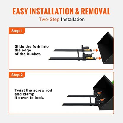 VEVOR 60" 4000 lbs Heavy Duty Pallet Forks with Adjustable Stabilizer Bar