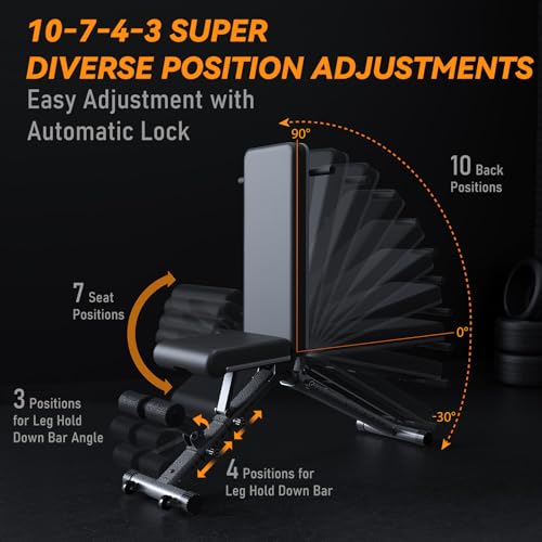 BARWING 90° Adjustable Weight Bench Workout Bench, 800 LB Heavy Duty Incline Decline Bench