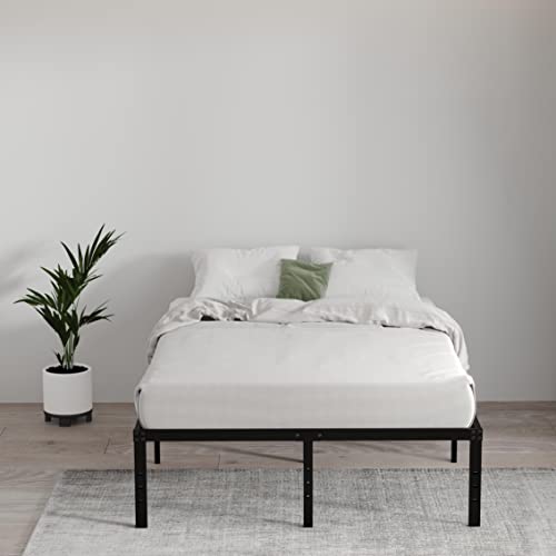 EMODA Queen Bed Frame No Box Spring Needed 18 Inch Heavy Duty Metal Tall Platform Bed Frame