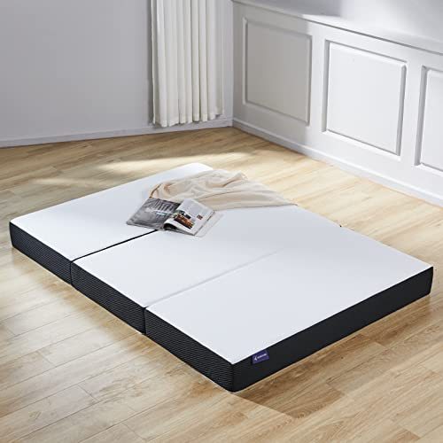 S SECRETLAND Folding Mattress, 3 inch Tri-fold Memory Foam Mattress Topper with Washable Cover