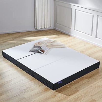 S SECRETLAND Folding Mattress, 3 inch Tri-fold Memory Foam Mattress Topper with Washable Cover