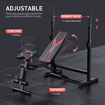 Adjustable Weight Bench, Olympic Workout Bench, Bench Press Set with Squat Rack