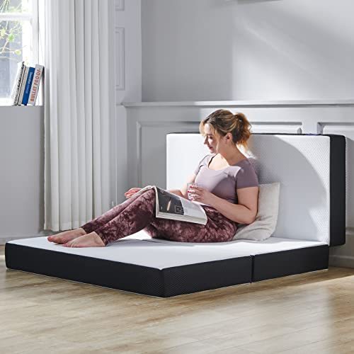 S SECRETLAND Folding Mattress, 3 inch Tri-fold Memory Foam Mattress Topper with Washable Cover