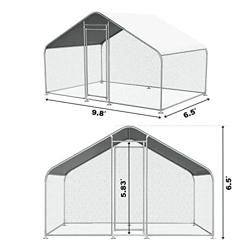 Chicken Coop Large Metal Chicken House/Pen for 6/10 Chickens Poultry Cage