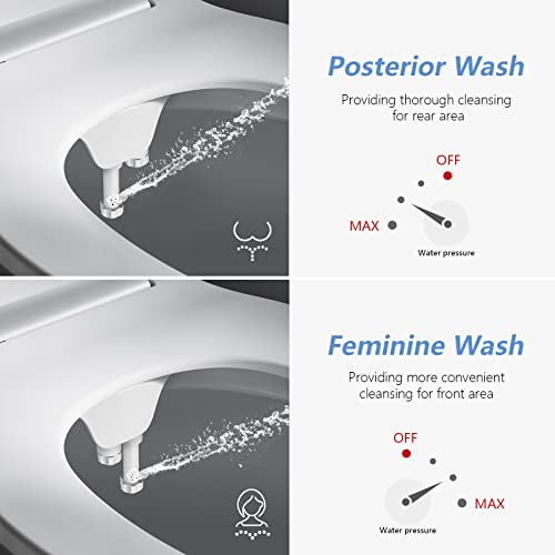 Veken Ultra-Slim Bidet, Non-Electric Dual Nozzle Fresh Water Sprayer Bidet for Toilet
