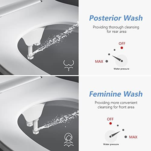Veken Ultra-Slim Bidet, Non-Electric Dual Nozzle Fresh Water Sprayer Bidet for Toilet