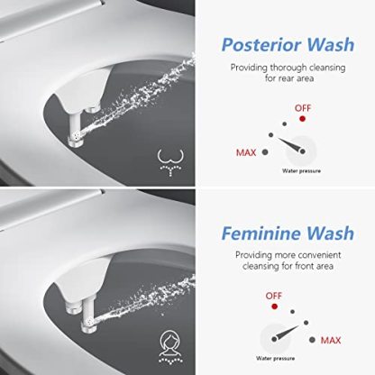 Veken Ultra-Slim Bidet, Non-Electric Dual Nozzle Fresh Water Sprayer Bidet for Toilet