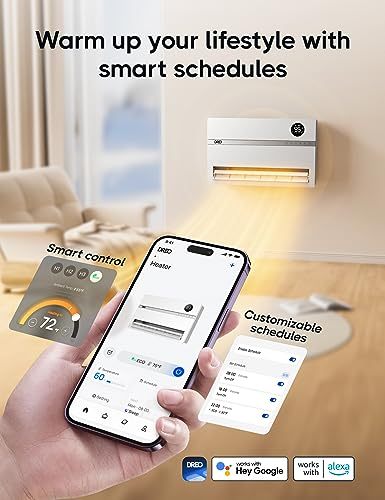 Dreo Smart Wall Heater, Electric Space Heater for Bedroom 1500W, 120° Vertical Oscillation