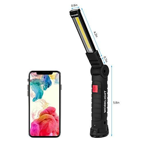 Lmaytech Gifts for Men, 2 Pack Black Rechargeable LED Work Lights with Magnetic Base