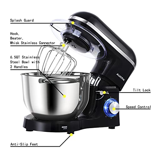 Aucma Stand Mixer, 6.5-QT 660W 6-Speed Tilt-Head Food Mixer, Kitchen Electric Mixer