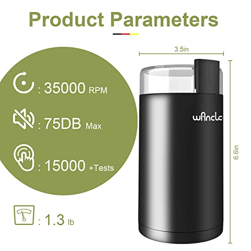 Wancle Electric Coffee Grinder, Quiet Spice Grinder, One Touch Coffee Mill for Beans