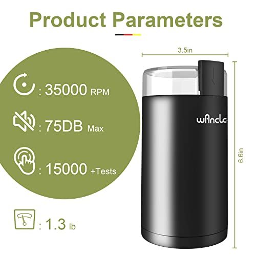 Wancle Electric Coffee Grinder, Quiet Spice Grinder, One Touch Coffee Mill for Beans