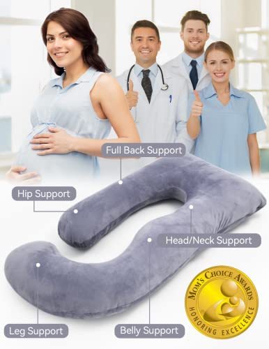 Momcozy Pregnancy Pillows for Sleeping, U Shaped Full Body Maternity Pillow with Removable Cover