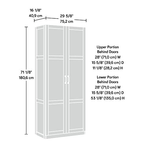 Sauder Select Storage Cabinet, L: 29.61" x W: 16.02" x H: 71.50", White Finish