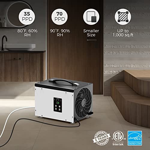 ALORAIR Crawl Space/Basement Dehumidifier 70 Pint Dehumidifier with Drain Hose