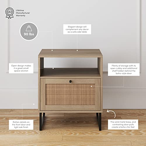 Nathan James Mina Side, End Table Wood Finish & Matte Accents with Storage