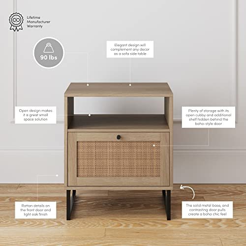 Nathan James Mina Side, End Table Wood Finish & Matte Accents with Storage