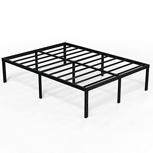 EMODA Queen Bed Frame No Box Spring Needed 18 Inch Heavy Duty Metal Tall Platform Bed Frame