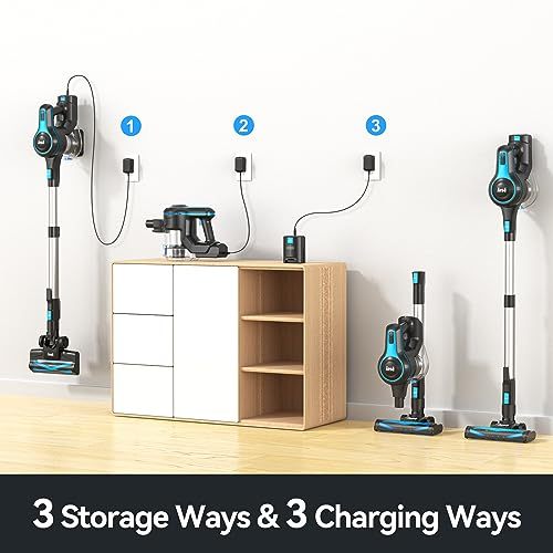 INSE Cordless Vacuum Cleaner, 6-in-1 Rechargeable Stick Vacuum with 2200 mAh Battery
