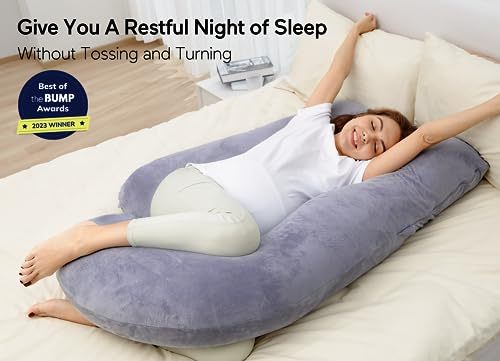 Momcozy Pregnancy Pillows for Sleeping, U Shaped Full Body Maternity Pillow with Removable Cover