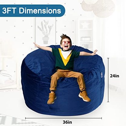 HABUTWAY Bean Bag Chair 3Ft Luxurious Velvet Ultra Soft Fur with High-Rebound Memory Foam