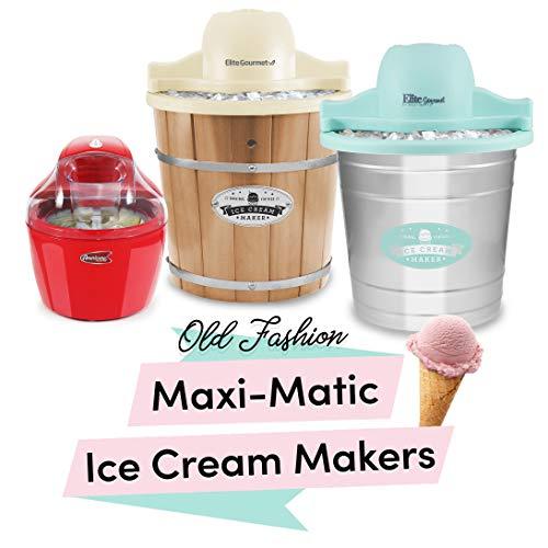 Elite Gourmet 6 Quart Vintage Wood Bucket Electric Ice Cream Maker Machine
