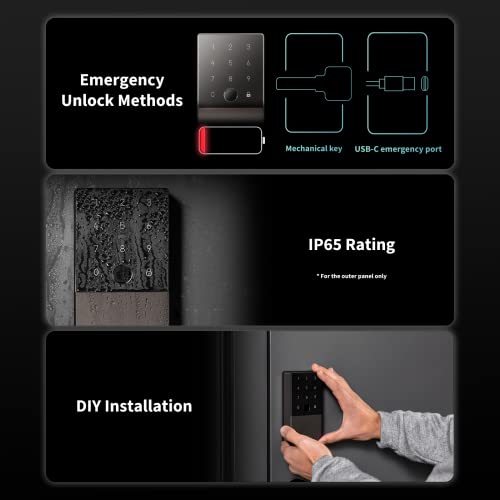 Aqara Smart Lock U100, Fingerprint Keyless Entry Door Lock with Apple Home Key