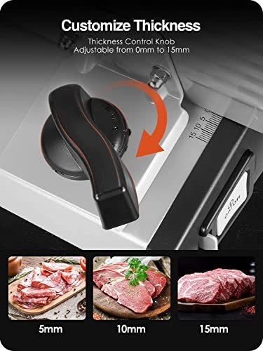 Meat Slicer 200W Electric Deli Food Slicer with 2 Removable 7.5" Stainless Steel Blade