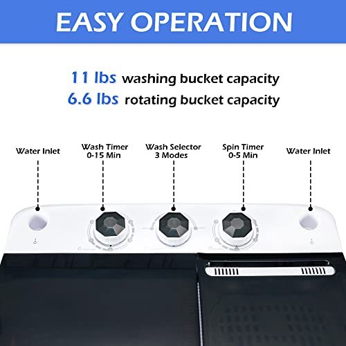 HABUTWAY Portable Washing Machine 17.6Lbs Capacity Washer and Dryer Combo