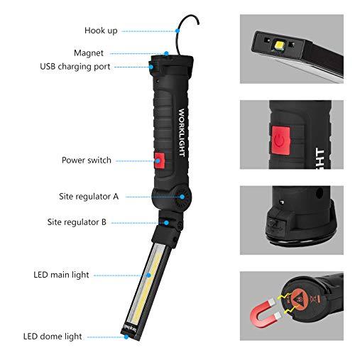 Lmaytech Gifts for Men, 2 Pack Black Rechargeable LED Work Lights with Magnetic Base