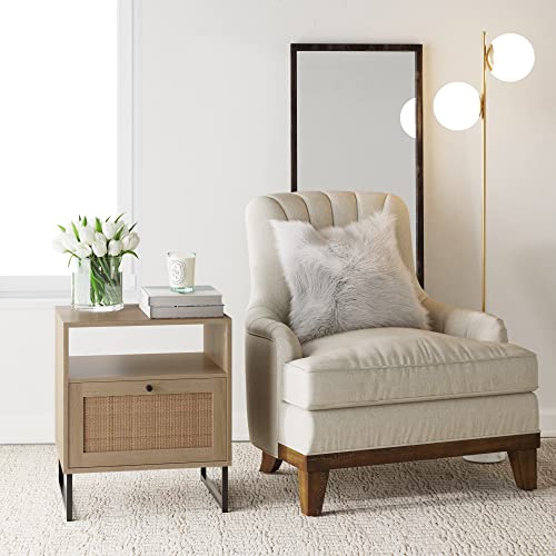 Nathan James Mina Side, End Table Wood Finish & Matte Accents with Storage
