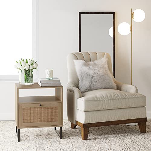 Nathan James Mina Side, End Table Wood Finish & Matte Accents with Storage