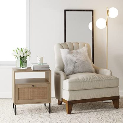 Nathan James Mina Side, End Table Wood Finish & Matte Accents with Storage
