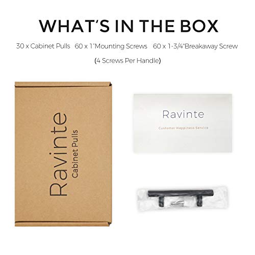 Ravinte 30 Pack | 5 Inch Cabinet Pulls Matte Black Stainless Steel Kitchen Drawer Pulls