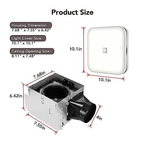 OREiN Bathroom Exhaust Fan with Light, 26W Bathroom Fan with LED Light