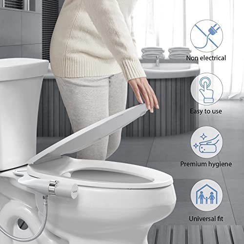 Veken Ultra-Slim Bidet, Non-Electric Dual Nozzle Fresh Water Sprayer Bidet for Toilet