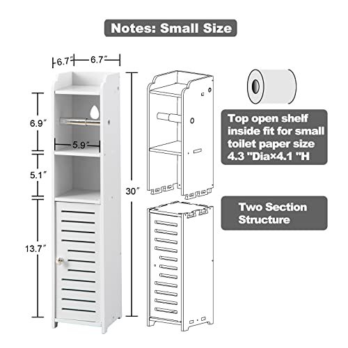 Toilet Paper Holder Stand, Storage Cabinet Beside Toilet for Small Space Bathroom