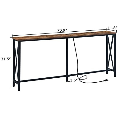 SUPERJARE 70 Inch Console Table with 2 Outlet and 2 USB Ports