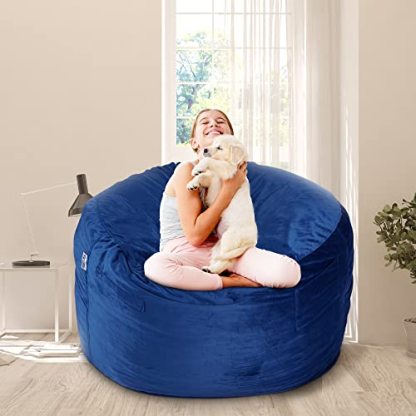 HABUTWAY Bean Bag Chair 3Ft Luxurious Velvet Ultra Soft Fur with High-Rebound Memory Foam